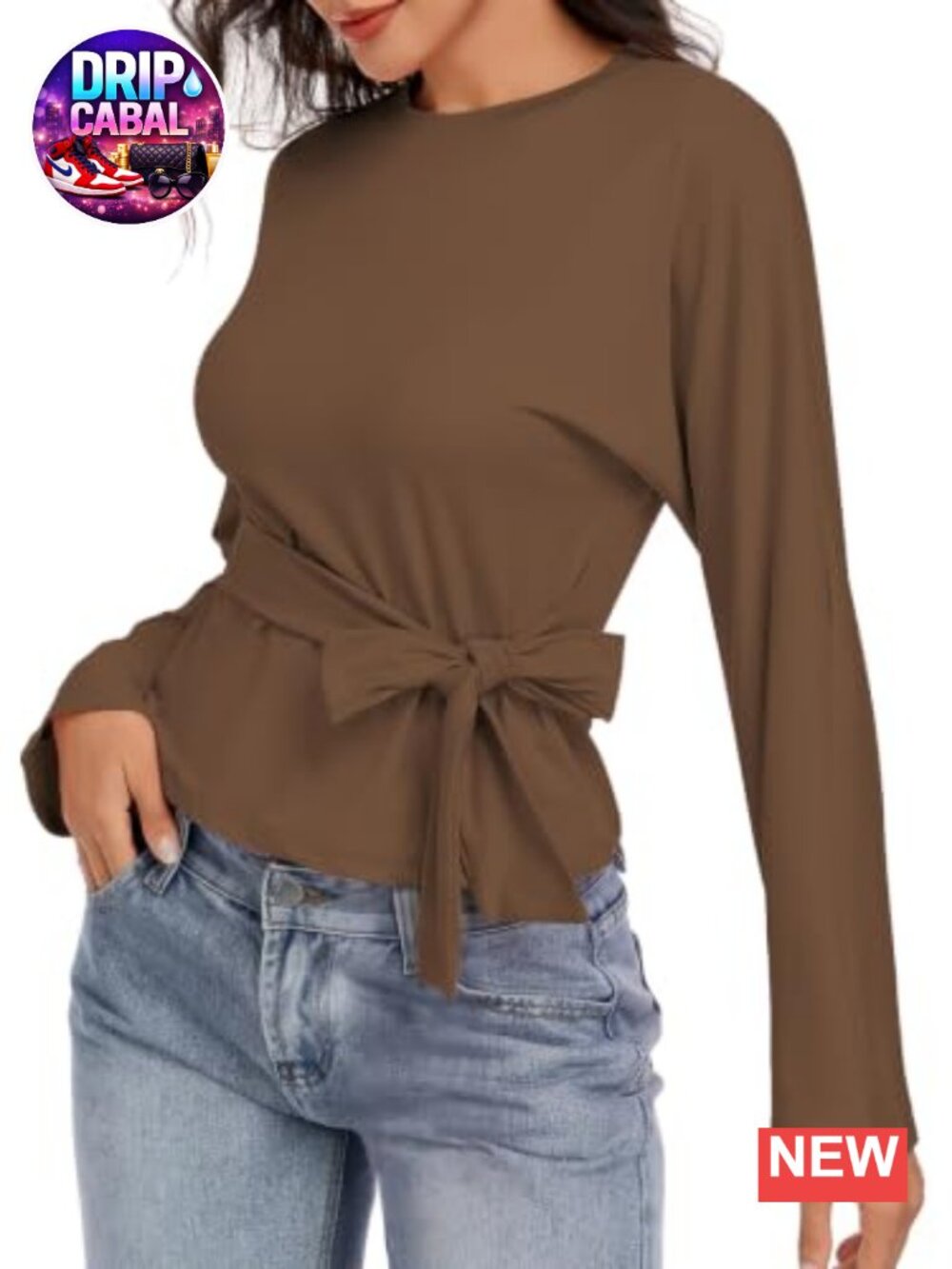 Women's Long Sleeve Wrap Top Tie Waist Business Casual Dressy Blouse